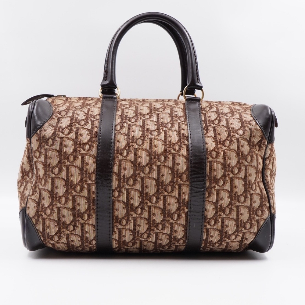Dior Brown Monogram Canvas Tote with Dark Brown Leather Trim